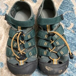 Keen Kids Dark Green Sandals with Yellow Accents